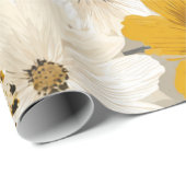 Rustieke witte gele botanische vintage bloem cadeaupapier (Rol Hoek)
