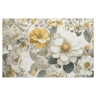 Rustieke witte gele botanische vintage bloemen stof