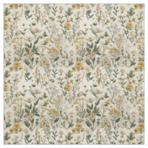Rustieke witte gele botanische vintage bloemen stof