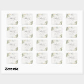 Rustieke witte groene bloemstuk bruidsdouche vierkante sticker (Vel)