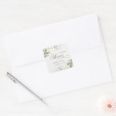 Rustieke witte groene bloemstuk bruidsdouche vierkante sticker (Envelop)