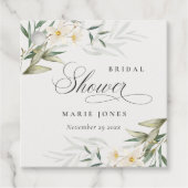 Rustieke Witte Groene Bloemstuk Bruidsshower Bedankjes Labels (Voorkant)