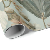 Rustieke Witte Groene Botanische Vintage Boho Bloe Cadeaupapier (Rol Hoek)