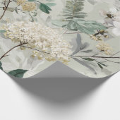 Rustieke Witte Groene Botanische Vintage Boho Bloe Cadeaupapier (Hoek)