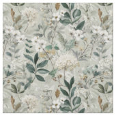 Rustieke witte groene botanische vintage boho bloe stof (Close Up)
