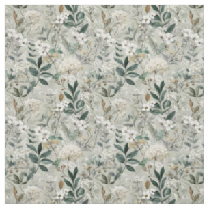 Rustieke witte groene botanische vintage boho bloe stof
