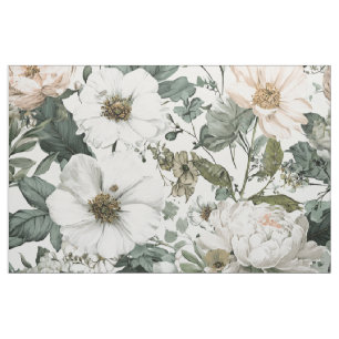 Rustieke witte groene botanische vintage boho bloe stof
