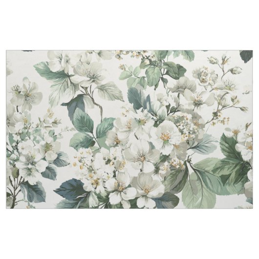 Rustieke witte groene botanische vintage boho bloe stof (Yard (91,4 cm))