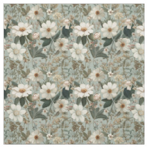 Rustieke witte groene botanische vintage boho bloe stof