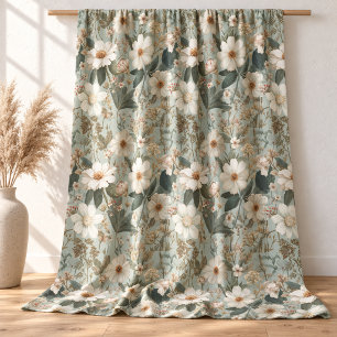 Rustieke witte groene botanische vintage boho bloe stof