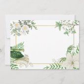 Rustieke witte groene waterverf bloem gouden bruil save the date (Achterkant)