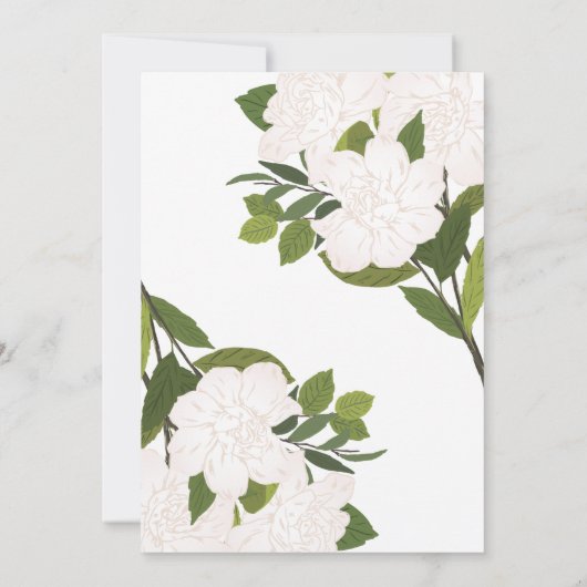 Rustieke Witte Groene Waterverf Bloemenbruiloft Kaart (Achterkant)