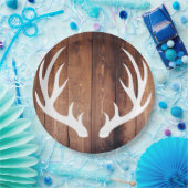 Rustieke Witte Herten Antlers Schuur Hout Papieren Bordje (Feest)