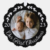 Rustieke witte herten gewei & buffel geruite foto ornament kaart (Achterkant)