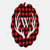 Rustieke witte herten gewei & buffel geruite foto ornament kaart (Rechts)