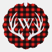 Rustieke witte herten gewei & buffel geruite foto ornament kaart (Voorkant)