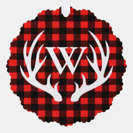 Rustieke witte herten gewei & buffel geruite foto ornament kaart