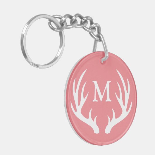 Rustieke witte herten gewei | Monogram Sleutelhanger (Voorkant Links)