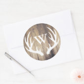 Rustieke witte herten gewei schuur hout Initiaal l Ronde Sticker (Envelop)