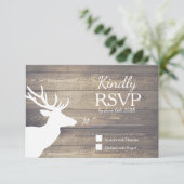 Rustieke witte herten houten planken | Bruiloft RS RSVP Kaartje (Staand voorkant)