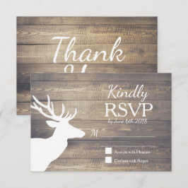 Rustieke witte herten houten planken | Bruiloft RS RSVP Kaartje