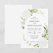 Rustieke witte hortensia trouw uitnodiging (Voorkant / Achterkant)