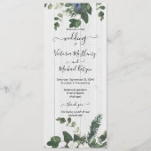 Rustieke Witte Hout Bloemen & Pine Programma Kaart (Voorkant)