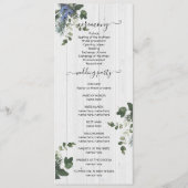 Rustieke Witte Hout Bloemen & Pine Programma Kaart (Achterkant)