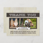 Rustieke Witte Hout bruiloft Dank u fotokaarten Bedankkaart (Voorkant / Achterkant)