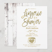 Rustieke Witte Hout Glam Gouden Lingerie Douche  Kaart (Voorkant / Achterkant)