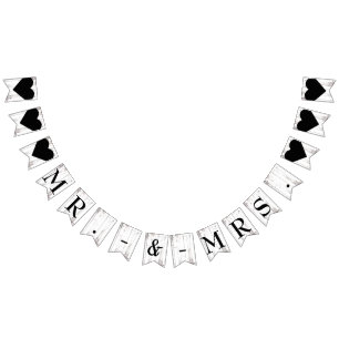 Rustieke witte hout land schuur Mr. Mrs. Wedding Vlaggetjes