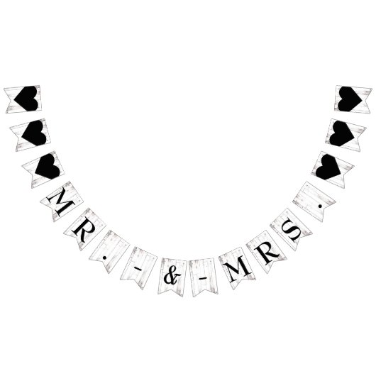 Rustieke witte hout land schuur Mr. Mrs. Wedding Vlaggetjes (Alle)