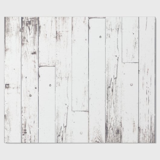 Rustieke Witte Hout Shabby Chic Country Wedding Cadeaupapier (Vlak)