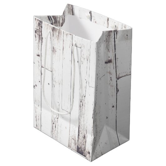 Rustieke Witte Hout Shabby Chic Country Wedding Medium Cadeauzakje (Voorkant Gekanteld)