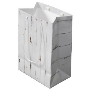 Rustieke witte houten gift tas middel medium cadeauzakje