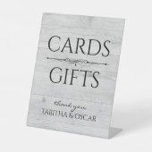 Rustieke Witte Houten Kaarten en Geschenken Reclamebord Met Voetstuk (Voorkant)