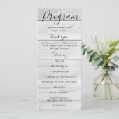 Rustieke witte houten landelijke trouwprogramma's menu (Staand voorkant)