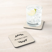 Rustieke Witte Houten Laurier Monogram Est Bier Onderzetter (Rechterzijde)