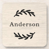 Rustieke Witte Houten Laurier Monogram Est Bier Onderzetter (Voorkant)