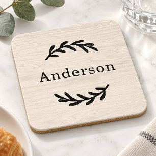 Rustieke Witte Houten Laurier Monogram Est Bier Onderzetter