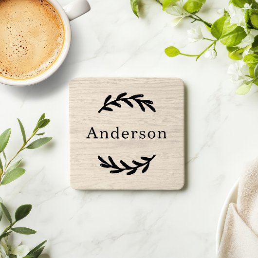 Rustieke Witte Houten Laurier Monogram Est Bier Onderzetter