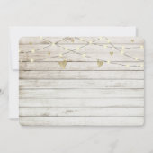 Rustieke Witte Houten Lichten & Hartjes Bruidsdouc Kaart (Achterkant)