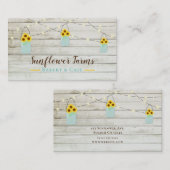 Rustieke Witte Houten Lichten & Mason Jar Zonneblo Visitekaartje (Voorkant / Achterkant)