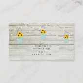 Rustieke Witte Houten Lichten & Mason Jar Zonneblo Visitekaartje (Achterkant)