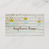 Rustieke Witte Houten Lichten & Mason Jar Zonneblo Visitekaartje (Voorkant)