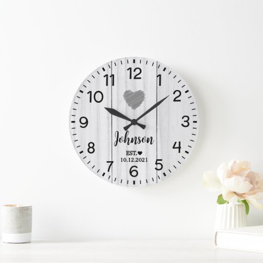 Rustieke witte houten liefde aangepaste naam grote klok (Huis)