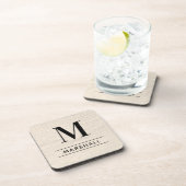 Rustieke witte houten serif monogram naam bier onderzetter (Rechterzijde)