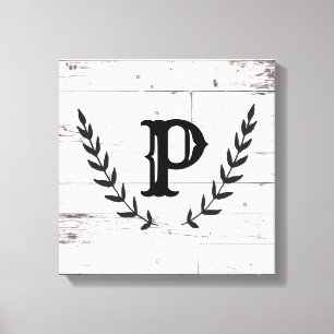 Rustieke Witte Houten Shabby Chic Laurier Muurkuns Canvas Afdruk