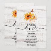 Rustieke Witte Houten Waterverf Pompoen Zonnebloem Kaart (Voorkant / Achterkant)