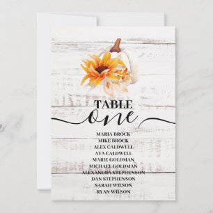 Rustieke Witte Houten Waterverf Pompoen Zonnebloem Kaart